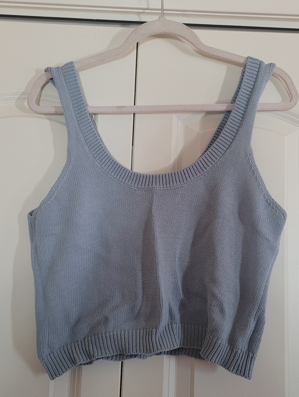 Light Blue Crop Knit Tank Top - Women
